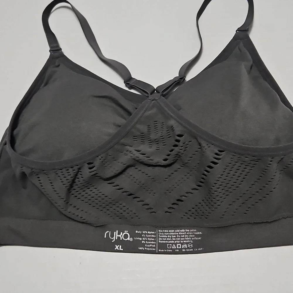Ryka Women's Gray Sports Bra W/Removable Pads Adjustable Straps Size XL - Picture 6 of 8